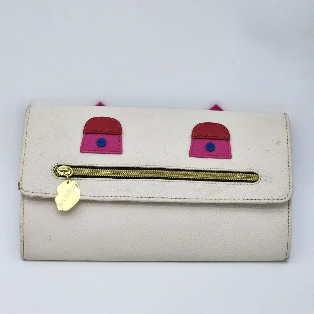 Betsey Johnson Zipper Mouth Monster Puppy Face Clutch Bag White Pink